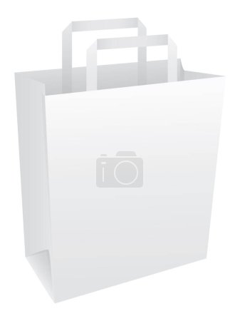 Illustration for Blank white paper bag with handles.  Please check my portfolio for more packaging illustrations. - Royalty Free Image