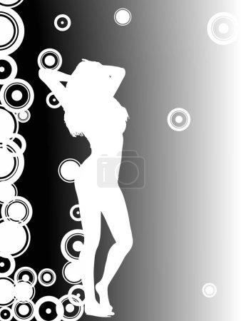 Illustration for Babe with arms behind her head on a mono backgroun - Royalty Free Image