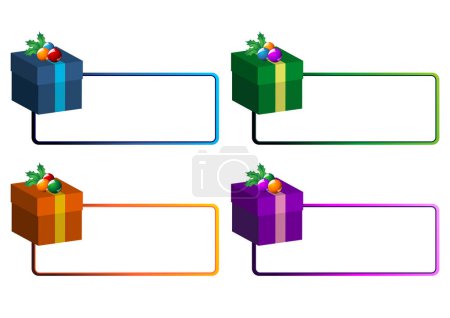 Illustration for Christmas gifts stickers with white space to insert text - Royalty Free Image
