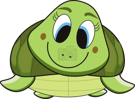 Illustration for Illustration cartoon of a green smile turtle - Royalty Free Image
