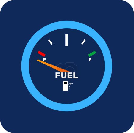 Illustration for Vector image of a fuel gauge, shows empty. - Royalty Free Image