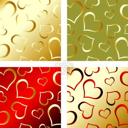 Ilustración de Cuatro patrones independientes sin costura con tema de San Valentín - Imagen libre de derechos