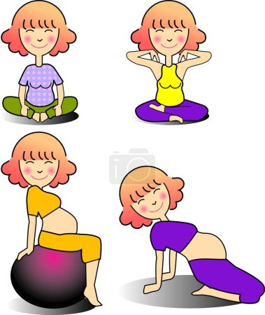 Illustration for Vector illustration for a variety exercise during pregnancy. - Royalty Free Image