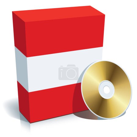 Illustration for Austrian software box with national flag colors and CD. - Royalty Free Image