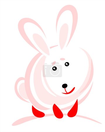 Illustration for Pink stylized rabbit  isolated on a white background. Easter illustration. - Royalty Free Image