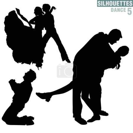 Téléchargez les illustrations : Silhouettes Dance 05 - Illustration vectorielle détaillée. - en licence libre de droit
