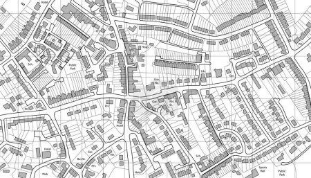 Ilustración de Vector editable ilustrado mapa de la vivienda en una ciudad genérica - Imagen libre de derechos