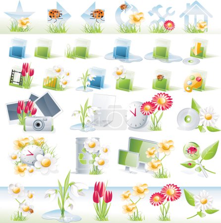 Illustration for Spring or summer computer related icons - Royalty Free Image
