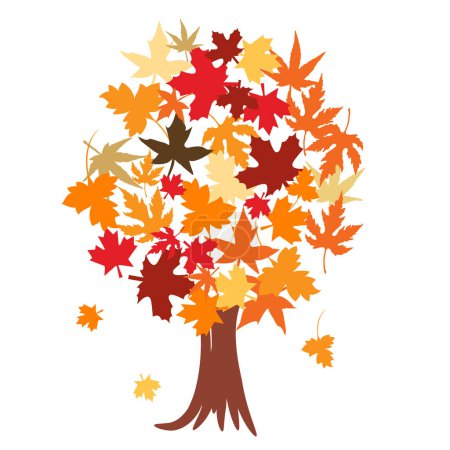 Ilustración de Árbol abstracto con ilustración vectorial de hojas de otoño - Imagen libre de derechos