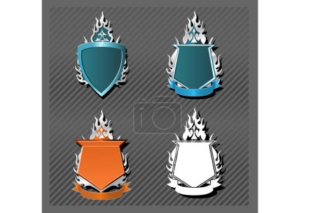 Illustration for Silver Emblems and Insignia blank templates - Royalty Free Image