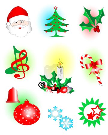 Illustration for Vector illustration  of assorted christmas icons - Royalty Free Image
