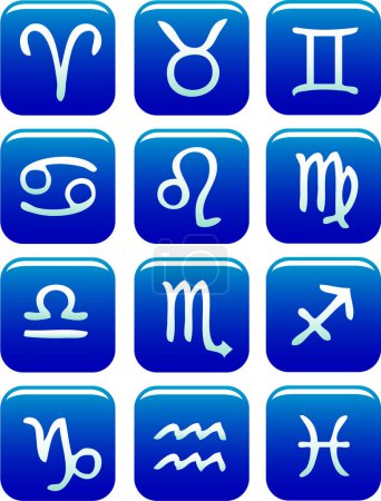 Illustration for Zodiac Icon Set vector blue - Royalty Free Image