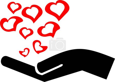 Illustration for Hand giving hearts, love and romance - Royalty Free Image