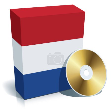 Illustration for Dutch software box with national flag colors and CD. - Royalty Free Image