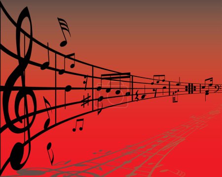 Illustration for Abstract music background with different notes and lines - Royalty Free Image