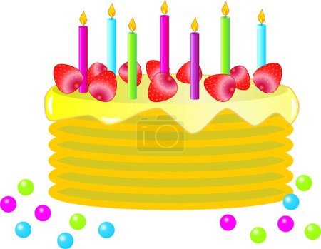 Illustration for The image of a celebratory cake with candles - Royalty Free Image