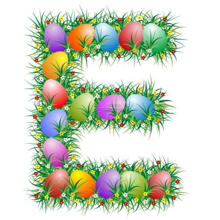 Illustration for Easter letter with eggs hidden in the grass - Royalty Free Image
