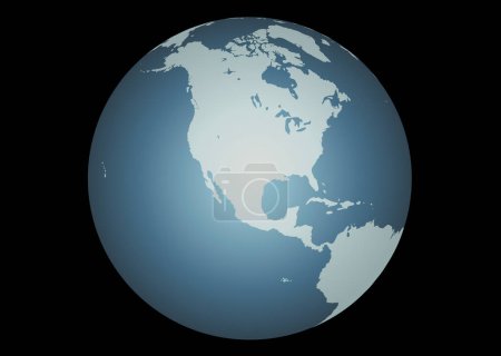Ilustración de Norteamérica (Vector). Mapa preciso de América del Norte. Mapeado en un globo terráqueo. Incluye Canadá, Estados Unidos, México, Hawái, Aleutianos. Incluye todos los grandes lagos - Imagen libre de derechos