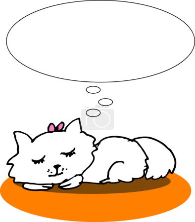 Téléchargez les illustrations : Un vecteur, illustration pour un chat endormi et ayant un rêve - en licence libre de droit
