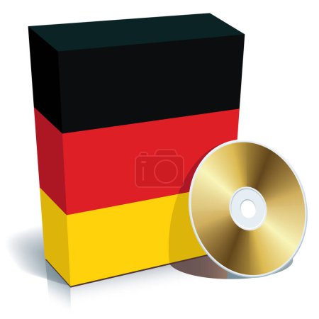 Ilustración de Caja de software alemana con colores de bandera nacional y CD. - Imagen libre de derechos