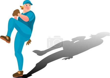 Illustration for Illustration, vector for a baseball player with shadow. - Royalty Free Image