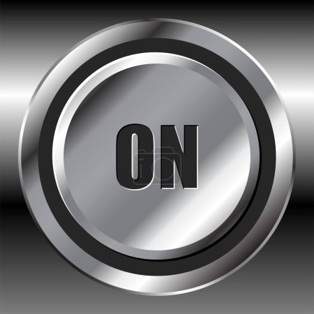 Ilustración de Botón redondo metálico en la interfaz sobre la superficie metálica - Imagen libre de derechos
