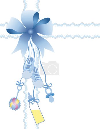 Illustration for Baby boy toys with bow and lace - Royalty Free Image