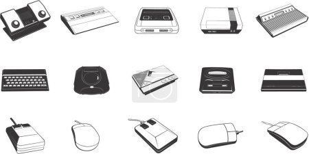Illustration for Collection of smooth vector EPS illustrations of various retro IT technology - Royalty Free Image