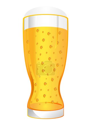 Téléchargez les illustrations : Verre de bière avec bulles et mousse sur blanc - en licence libre de droit