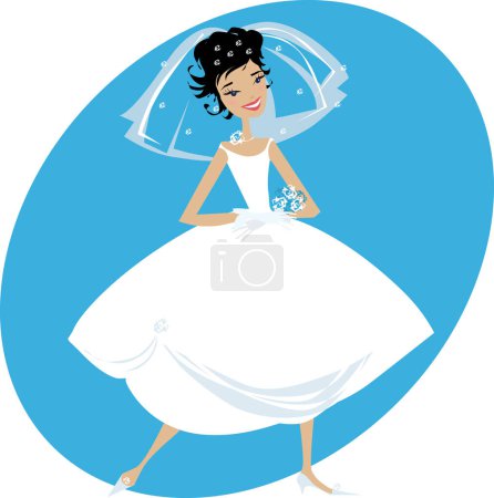 Téléchargez les illustrations : Illustration de la mariée souriante heureuse - en licence libre de droit