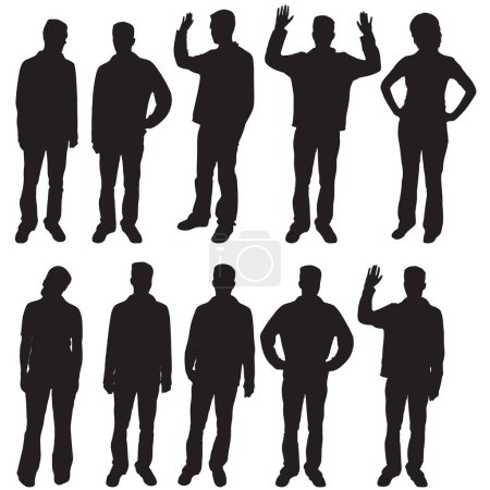 Ilustración de Variedad de siluetas de diferentes personas - Imagen libre de derechos