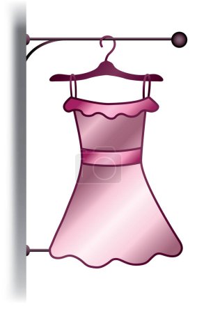 Illustration for Metal pink original signboard for dress-shop - Royalty Free Image