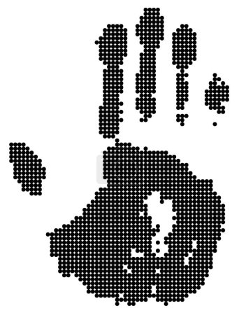 Illustration for Tiles palm. Vector illustration. Black-and-white contour. - Royalty Free Image