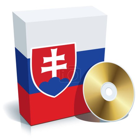 Illustration for Slovak software box with national flag colors and CD. - Royalty Free Image