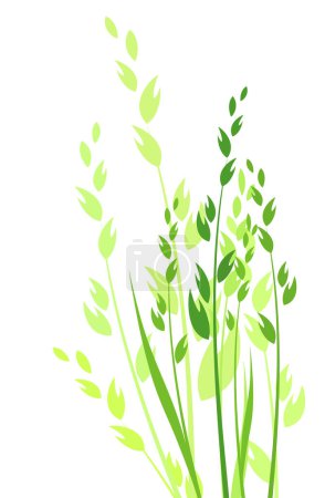 Téléchargez les illustrations : Illustration vectorielle herbe / silhouette horizontale / colorée - en licence libre de droit