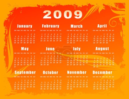 Ilustración de 2009 calendario vectorial - diseño floral - EPS vector ilustración - Imagen libre de derechos