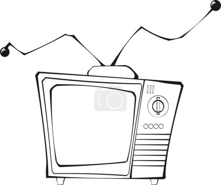 Téléchargez les illustrations : Vecteur isolé rétro tv avec antennes - en licence libre de droit