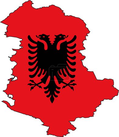 Illustration for Illustration Vector of a Map and Flag from Albania - Royalty Free Image