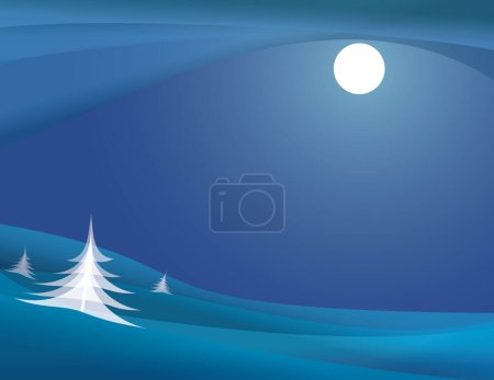 Téléchargez les illustrations : Illustration d'une nuit d'hiver au clair de lune, format vectoriel - en licence libre de droit