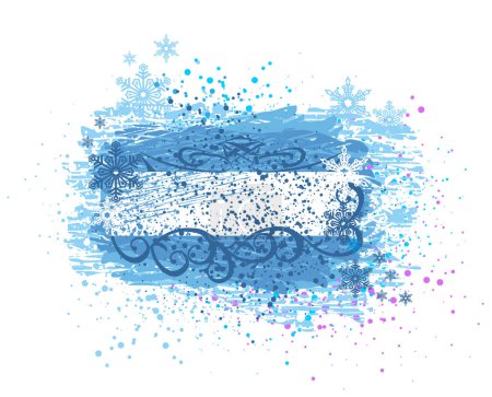 Ilustración de Vector navidad grunge copos de nieve marco - Imagen libre de derechos