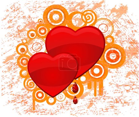 Téléchargez les illustrations : Le coeur. Image vectorielle Grunge - illustration couleur - en licence libre de droit