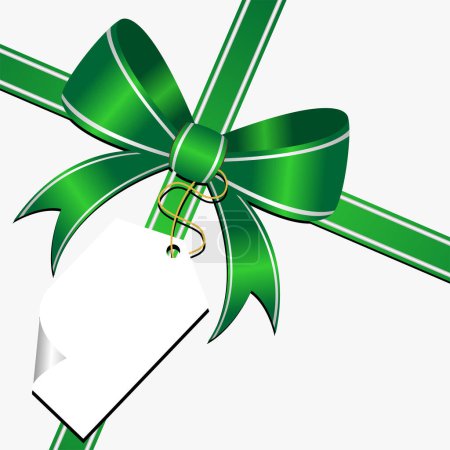 Téléchargez les illustrations : Arc ornemental vert avec étiquette vide blanche - en licence libre de droit