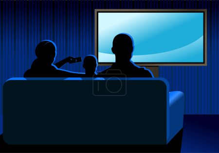 Ilustración de Familia viendo programa de televisión - Imagen libre de derechos