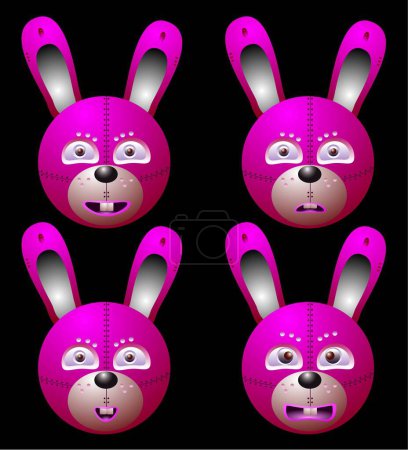 Ilustración de Ilustración vectorial para un conejo robot con emoción y expresión - Imagen libre de derechos