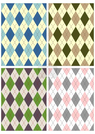 Illustration for Four different traditional scottish patterns over white - Royalty Free Image
