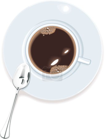 Illustration for Vector image. Cup of coffee with bubbles and spoon - Royalty Free Image