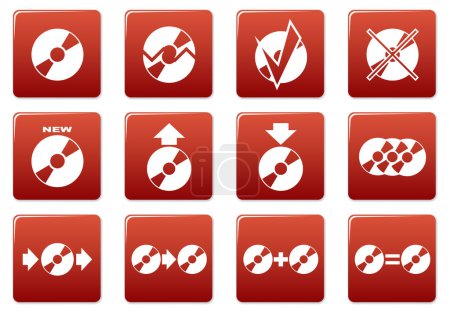 Ilustración de Conjunto de iconos cuadrados Gadget. Rojo - paleta blanca. Ilustración vectorial. - Imagen libre de derechos