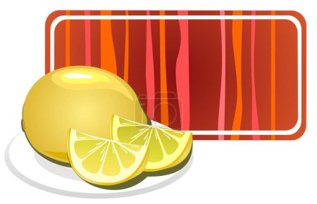 Ilustración de Marco estilizado de limón y rayas aislado sobre fondo blanco. - Imagen libre de derechos