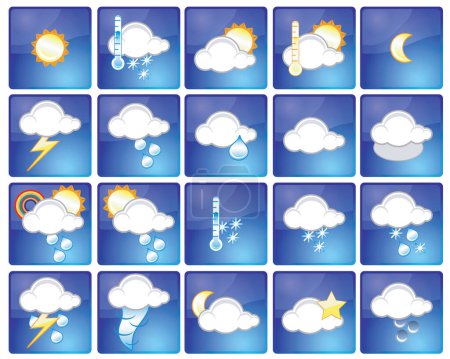 Ilustración de Conjunto de diferentes iconos meteorológicos - Imagen libre de derechos