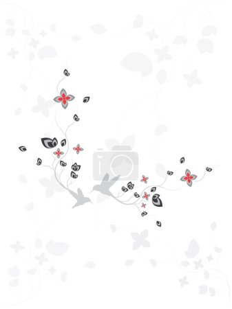 Illustration for Design element with flowers and hummingbirds. - Royalty Free Image